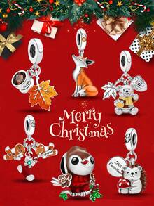 1pc 925 Sterling Silver Gingerbread Man Christmas Stocking Christmas Gift Pendant Bead, Suitable For Women Bracelet, Bangle DIY Jewelry Making - Bead Collection - View 10