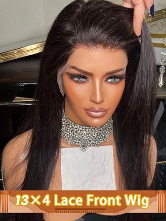 Human Hair 13x4 Bone Straight Transparent Lace Front Wig Brazilian Human Hair Wigs Pre Plucked With Baby Hair Black For Women 150% Density