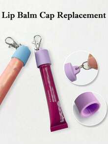 便携式唇彩钥匙扣收纳盒，唇膏钥匙扣保护套，适用于 LANGIGE 0.35oz、Aquaphor 0.35oz 和 Jack Black 0.25oz 唇彩，可作汽车钥匙扣、旅行配件、包包挂饰、钱包挂饰、钥匙圈等。 - 彩色 - 查看 6