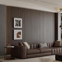 Yutianli PVC Slat Wall Panel Peel And Stick 236"X 15.7" Faux Wood Slat Panel Artificial Oak Wood Grain Self-Adhesive Soundproof 3D Wall Panel For Walls And Ceilings - 236"x15.7"+煙燻色 - 查看 2