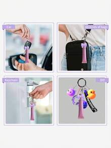 1个蝴蝶结唇彩钥匙扣，唇膏钥匙扣套，便携式唇彩收纳盒，唇膏收纳盒，唇彩钥匙扣，旅行配件，唇膏钥匙扣套，多功能配件，唇彩钥匙扣套，便携设计，易于挂在钥匙上，女士配件，情人节礼物 - 彩色 - 查看 6