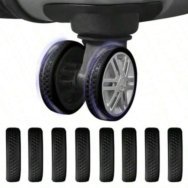 Suitcase & 8 Fundas para Ruedas de Equipaje Luggage Wheel Covers Silicone Cubiertas AntiestáTica de Protección de La Funda de Repuesto para Rueda Maleta Resistente Al Ruido Antidesgaste