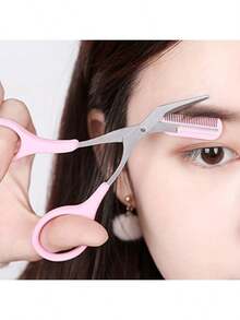 3件套修眉器套装，不锈钢弯头修眉刀，带梳子，适合初学者，任何肤质适用，男女通用脱毛配件，弯头修眉器