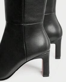 MUCCCUTE Knee High Boots For Women Chunky Heel Square Toe With Side Zipper Pull On Tall Fall BotasChristmas - Black Suede-kitten Heel - View 6