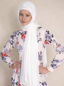 1 pieza Hiyab de mujer de unicolor con decoración de perlas, chal de gasa suave, adecuado para uso diario casual en invierno y otoño, accesorio para abayas y ropa con velo