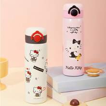 Miniso Hello Kitty Magic Tumbler, 500ml Kawaii Cup With Leak-Proof Push Button Lid - Ideal Gift-Black And White - Black and White - View 5
