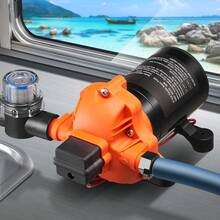 12V Diaphragm Pump, 1.8 GPM (6.81 L/Min), 3-Chamber 12 Volt DC Water Pump With Automatic Pressure Switch 40-100 PSI Adjustable, 60 PSI, 1/2'' MNPT Port, For RV Yacht Food Truck Camper Marine - 黑橙色 - 查看 1