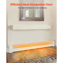 Baseboard Heater Covers, Basic Series 6 Ft Standard Electric Heating Unit Front Cover For Home Improvement, Heavy-Duty Steel, Easy Installation For Bedroom Replacing Old Cover, White - 6ft - View 4