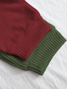 Winter Loose Solid Color Home Stripes Plus Velvet Cuffs Outdoor Wear Warm Pants, 2-Pack - 彩色 - 查看 4