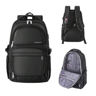 1pc Minimalist Black Backpack, Large Capacity Bookbag, Urban Commute Fashion Laptop Bag, Spacious Travel Rucksack Travel Bag