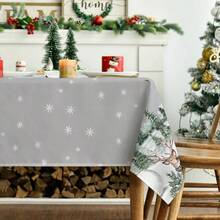 - Mantel de Navidad rectangular, 60x 84 pulgadas, ciervos, mueco de nieve, rboles, gris, lavable, para, picnic, cena, decoracin - 152,4 x 213,4 cm (Rectangular) + Gris - Ver 4