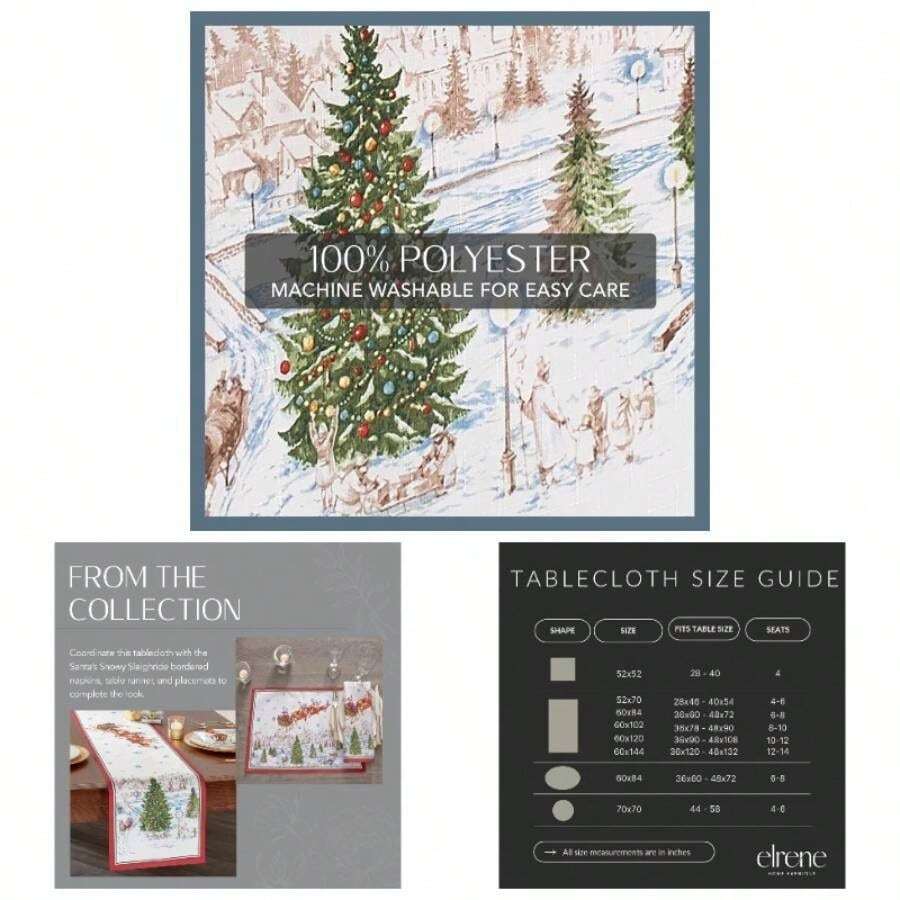 Home Fashions Santa Snowy Sleighride - Mantel de Navidad y Navidad, 60x 84 Pulgadas, Rectangular - Repisa (1) + 213,4 x 152,4 cm (Rectangular) - Ver 1