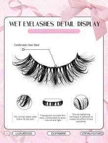 5Pairs Fluffy Wet Look Manga Lashes Thick Thai Style Anime Cosplay False Eyelashes Clear Band Spiky Dramatic Photogenic Doll Lashes Japanese Korean Lashes - 漫畫中濕漉漉的睫毛 - 查看 7