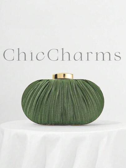 Elegant veckad kuvertväska för kvinnor, aprikosfärgad, lämplig för bröllop, fester och galor, inkluderar avtagbar axelkedja