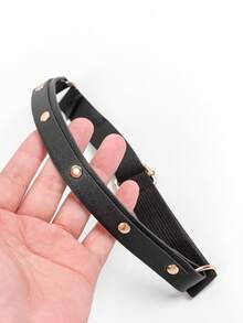 2件装女士弹力腰带PU皮革大腿吊袜带朋克Y2K腿部束缚带，日常穿着及派对配饰