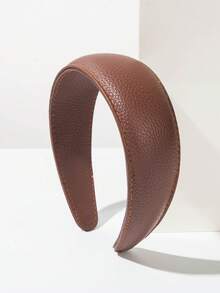 1 chiếc băng đô bản rộng bằng da PU màu trơn cổ điển, kiểu dáng đơn giản, thời trang, đa năng, màu tím nhạt cao cấp, phụ kiện tóc thanh lịch, thích hợp cho mùa thu/đông. - Nhiều màu - Xem 15