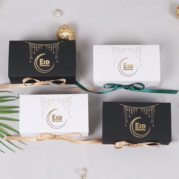 10 Pcs Eid Ramadan Gift Box Set; Muslim Eid Al-Fitr Candy Box; Islamic Party Decorations; Birthday Decorations; Rectangular Moon Font Pattern Gift Boxes.