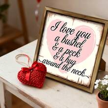 قطعة واحدة من لافتة خشبية عتيقة بشعار عيد الحب، بنمط قلب وردي، مادة مسمكة لديكور غرفة النوم/غرفة المعيشة/المكتب، هدية للأزواج/ديكور العطلات، يمكن استخدامها كديكور معلق أو زخرفة - لافتة بإطار خشبي متعدد الألوان - مشاهدة 3