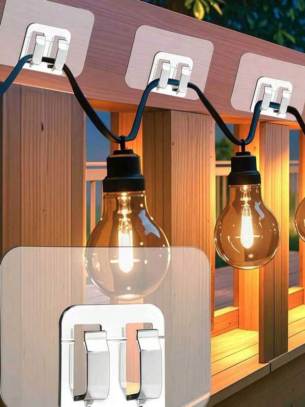 10/20/30pcs Outdoor String Light Adhesive Hooks, No Damage Installation, No Tools Needed, No Drilling. They Have Waterproof And UV-Resistant Performance, Suitable For Indoor/Outdoor & Yard Decoration, Best Choice For Christmas Setup, Also Great For Thanksgiving, Halloween And Christmas Decoration, Christmas Light Guide, Christmas Extension Cord, Christmas Promotion, Wall Hooks, Wall Light Stickers, Wall Supports, Outdoor Light Clips, String Light Installation, Outdoor Hooks