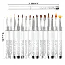 1-15PCS White And Black Metal Nail Art Brushes With Diamond Handle - Versatile Styles For Professional Salons And Home Use - White - View 6