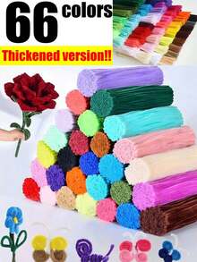 100pcs Fluffy Cleaning Sticks, Soft Fuzzy Craft Sticks Suitable For DIY Flower Bouquets, Floral Arrangements, Children's School Art Projects, Party Decorations, Graduation, Weddings, Birthday Gifts, Mother's Day, Christmas And Other Holiday DIY Crafts - Red Series - View 1