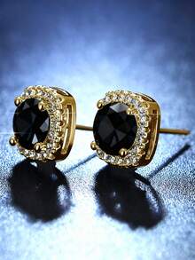 2 件装男士时尚白色锆石方形耳钉，闪亮男士钻石耳钉 - 彩色 - 查看 8