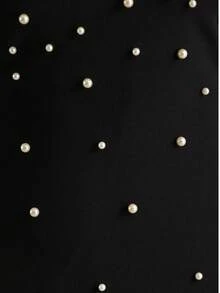 Women's Elegant Pearl Halter Neck Christmas Party Dress - Black - View 10