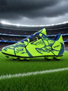 Camouflage Pattern Asymmetrical Color Asymmetrical Tongue Design Breathable Comfortable Outdoor Football/Soccer Shoes, Hiking Shoes, Cleats For Teenagers, Students, Campus Sports