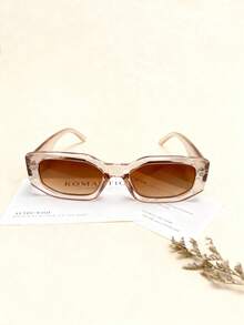 1 Pair Retro Polygonal Tinted Fashion Glasses, Fashionable For Casual Wear, Vacation, Beach, And Daily Outings - Multicolor - View 7