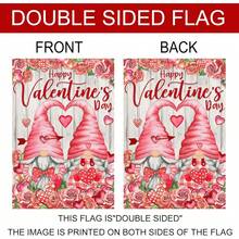 Valentinstag Gartenflagge, 12x18 doppelseitige Juteflagge mit Wichteln, Rosen & Herz für Outdoor-Dekorationen