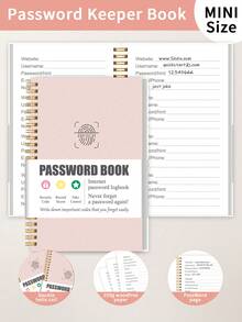 Trees 1/120页简易密码本，A6尺寸，极简高级地址密码管理器，可快速访问网站密码，存储用户名和密码，非常适合家庭办公室互联网电脑登录、学校办公用品，也是送给女性的礼物。