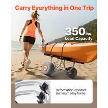 Kayak Cart, 350 Lbs Load Capacity, Kayak Trolley With 12-Inch Inflatable PU Tires & 2 Straps, Assembles & Disassembles Within Seconds, Paddle Board Trolley For Carrying Kayaks And Canoes - 350 Lbs 12-inch Inflatable PU Tires - View 2