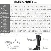 PENNYSUE Women's Knee High Boots, Fashion Chunky Block Heel Warm Winter Boots With Side Zipper For Office And Casual Wear - Pu đen - Xem 9
