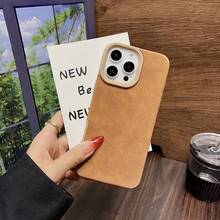 A Faux Leather Texture Phone Case, Minimalist And Solid-Colored, Compatible With For Iphone 17,16, 15, 14, 13, 12, 11, XS/Pro/ProMax/Plus/Air And XS Max Series.Features Reinforced Anti-Drop Corners,Anti-Fingerprint, Lightweight,Stylish - 卡其色 - 查看 6