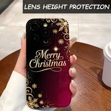 1PC Phone Case ,  Merry Christmas Gold Snowflake Pattern , Stylish Phone Case, Phone Decoration, All-around Lens Protection, Creative Small Gift, Funny Gift for Boys and Girls - Negro - Ver 4
