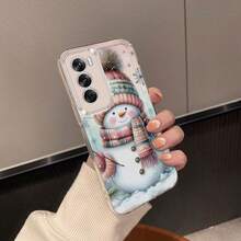 Funda de teléfono de Navidad con bufanda, muñeco de nieve y copo de nieve para Oppo A3 A3 Pro A3X A16 A17K A18 A38 A40 A55 A57 A57S A58 A60 A76 A77S A78 A79 A80 5G A95 A98 Reno 5 8T 10 11 Pro 12F, funda de TPU transparente de dibujos animados, anti-caída, cobertura completa, simple, a prueba de golpes, carcasa protectora suave y creativa - Colores mixtos - Ver 5