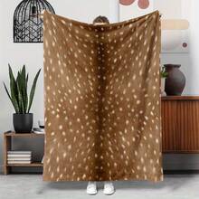1pc Deer Pattern Flannel Blanket Ultra-Soft Plush All-Season Cozy Throw, Brown Deer Design, Multi-Purpose Sofa Bed Camping Travel Blanket, Contemporary Style Gift For Christmas, Halloween, Birthdays, Housewarming Durable Easy Care Four Seasons Universal Multifunctional Blanket/Perfect Gift, 280GSM Blanket With Modern Aesthetic Design And 2D Printing Technology Is An Ideal Companion For Sofa Napping, Traveling Camping, Home Decoration And Office Embellishment. A Thoughtful Gift For Thanksgiving, Christmas, Valentine's Day, Father's Day, Mother's Day And Other Festivals Special Moments Such As Birthdays, Weddings, Anniversaries And More. Exclusive Gifts For Family Members, Partners, Parents, Grandparents Or Dear Friends. They Are Perfect For Beds,  Living Rooms, Offices, Beaches,Newly Expanded Themed Collections To Meet A Variety Of Styles And Scenar. - 彩色 - 查看 12