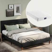 Bed Frames - Hitam + Kayu Solid + Set 2 Bagian - View 1