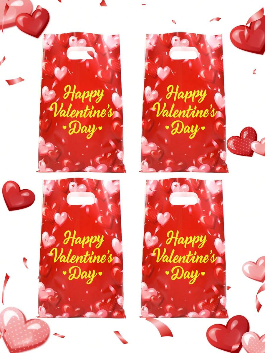 10/25/50 túi quà nhựa hình trái tim, thích hợp để trang trí Ngày Valentine, đựng kẹo, quà tặng đồ ăn nhẹ nhỏ, quà tặng tự làm cho đám cưới, trang trí nhà cửa, trang trí bàn làm việc, quà tặng tiệc Ngày Valentine, trang trí bao bì quà tặng tiệc Ngày Valentine