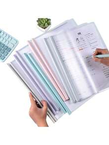 40pcs/30pcs/20pcs/10pcs/5pcs Retractable A4 Clear File Folder, Pull Rod Clip, Muted Color Water Drop Rod, Minimalist Document Folder, Resume Binder, High Capacity, Student Test Paper Clip, Expandable Document Organizer, Pastel Transparent Loose Leaf Binder, Mixed Color, Music Score Clip, School Certificate Holder, Open-Top Document Bag, Back To School Gift, Graduation Gift, Random Color - Multicolor - View 9