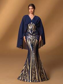 Faeriesty Vestido elegante de la madre de la novia: escote en V profundo, mangas largas elegantes y silueta de sirena favorecedora - perfecto para bodas formales, galas sofisticadas, recepciones de noche elegantes, ceremonias de premios lujosas, grandes eventos benéficos