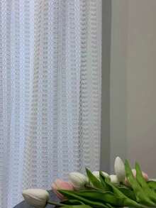 1pc Luxury Embossed Malt Jacquard Sheer Curtain For Bedroom And Living Room - White - View 9
