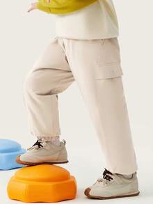 mini bala Pantalones cargo para niña con forro térmico, suaves y cálidos, nueva colección 2025 - caqui claro - Ver 2