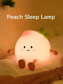一款可爱的粉色小桃子造型夜灯，采用暖色调LED灯光，具有三档亮度调节、触摸控制、可充电、带开关，并拥有趣味十足的卡通水果造型。 - 彩色 - 查看 6