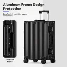 Luggage Set 20/24 Aluminum Frame Luggage Set With Cup Holder & Charge TSA Lock,Hardshell Zipperless Design Carry On And Checked Luggage Unisex (Model A – Black 20inch) - 黑色 - 查看 6