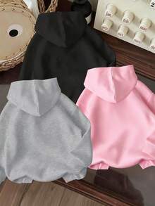 3pcs Tween Girl Graphic Print Sweatshirt Set, Warm & Comfortable Thermal Lined Sweatshirt Pullover For Autumn/Winter - Grey - View 6