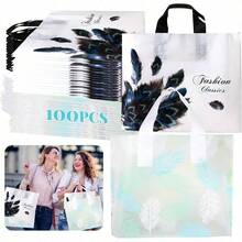 BOJOOM Bolsas de Compras Reutilizables para Supermercado Duraderas, Bolsas Plegables Ecolgico de Ligeras con Asas, Bolsa Embalaje Regalo para Boutique Plastico de Gran Capacidad - B - Ver 2