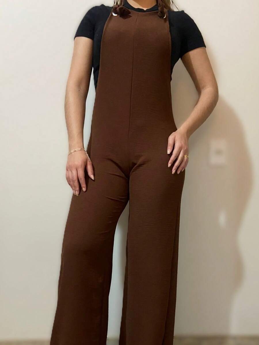 Women's Dune Fabric Overalls With Adjustable Straps - Cà phê nâu - Xem 1