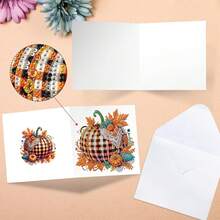 6-Pack Autumn Pumpkin Art Greeting Cards With Envelopes – 5D Painting Kits Adults, Fall Thanksgiving Greeting Card Set, Kits, Handmade Holiday Cards - Bí ngô mùa thu - Xem 5