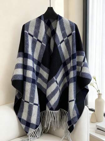 1 pieza Bufanda elegante y vintage de rayas gruesas, extra grande y ancha, bufanda gruesa, regalo de alta gama, bufanda de invierno cálida